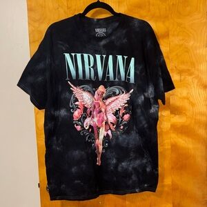 NIRVANA Black and Pink Angel Graphic Tee